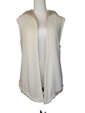 Dylan by True Grit Sherpa Lined Hooded Vest Cream Large
